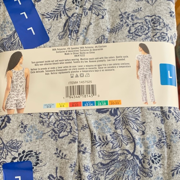 Lucky Brand Ladies' 4-Piece Pajama Set Gray (Denim Floral), - Picture 5 of 8